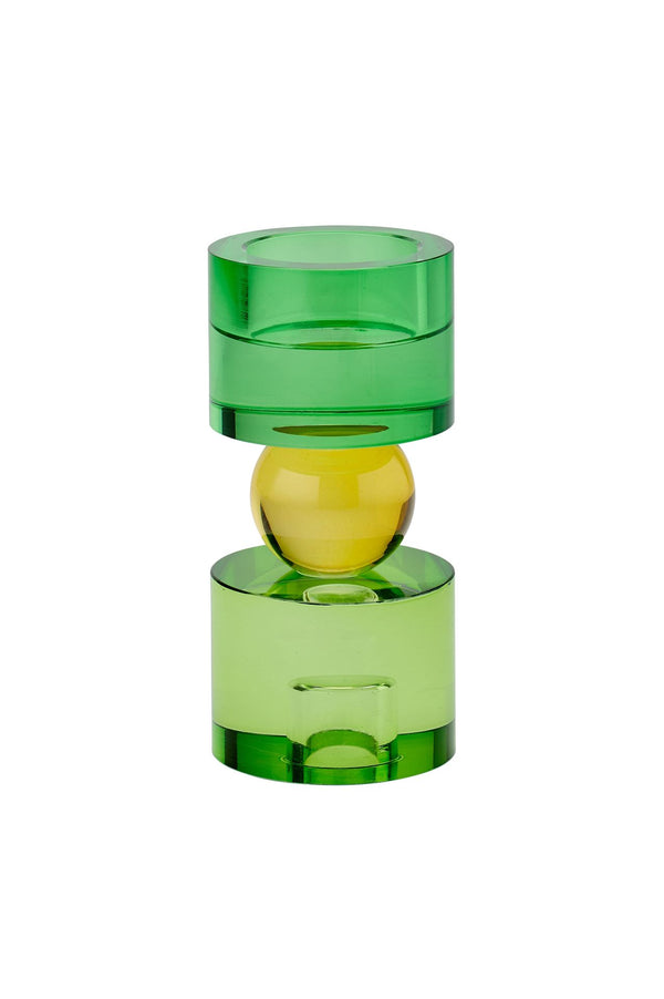 Bougeoir en cristal vert & jaune