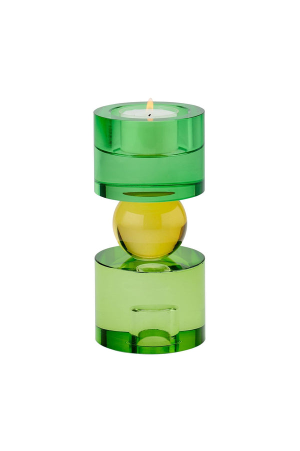 Bougeoir en cristal vert & jaune