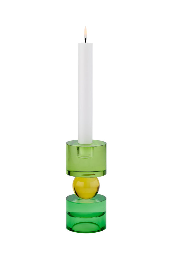 Bougeoir en cristal vert & jaune