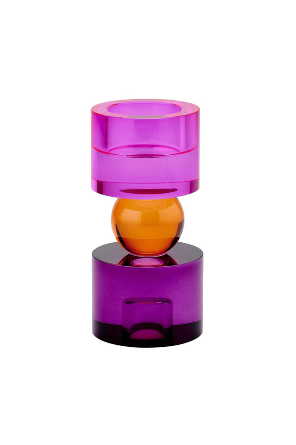 Bougeoir en cristal orange & violet