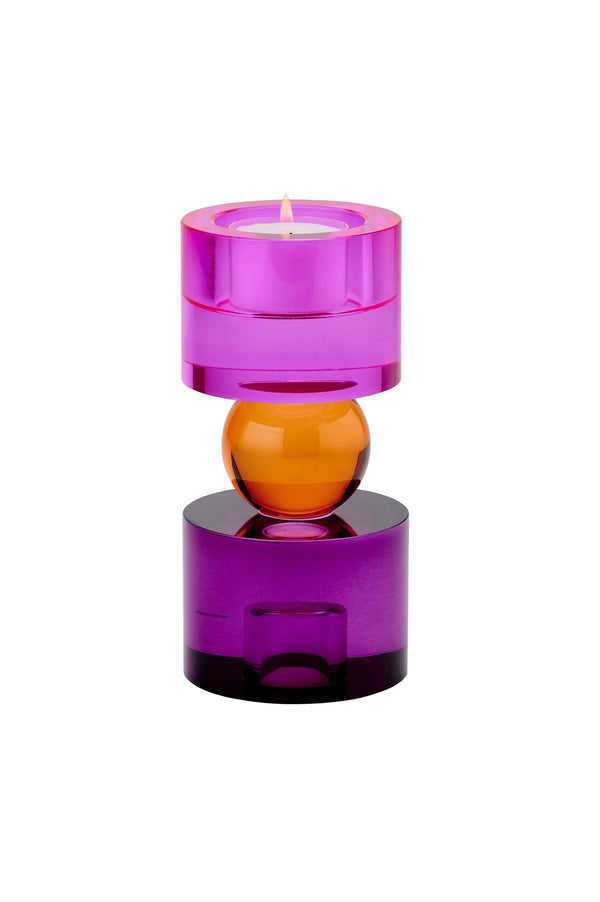 Bougeoir en cristal orange & violet