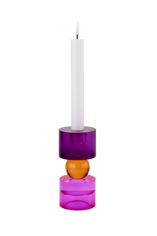 Bougeoir en cristal orange & violet