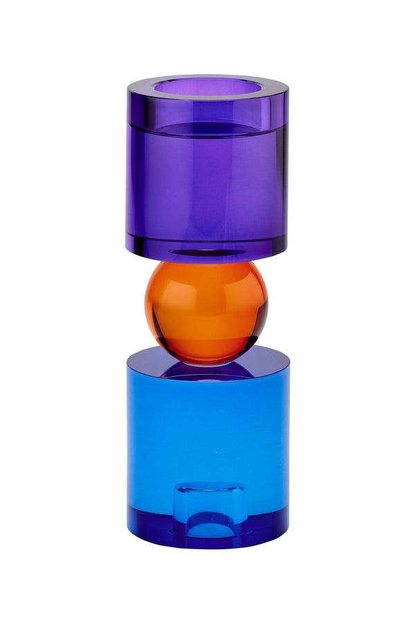 Bougeoir en cristal XL violet, bleu, orange