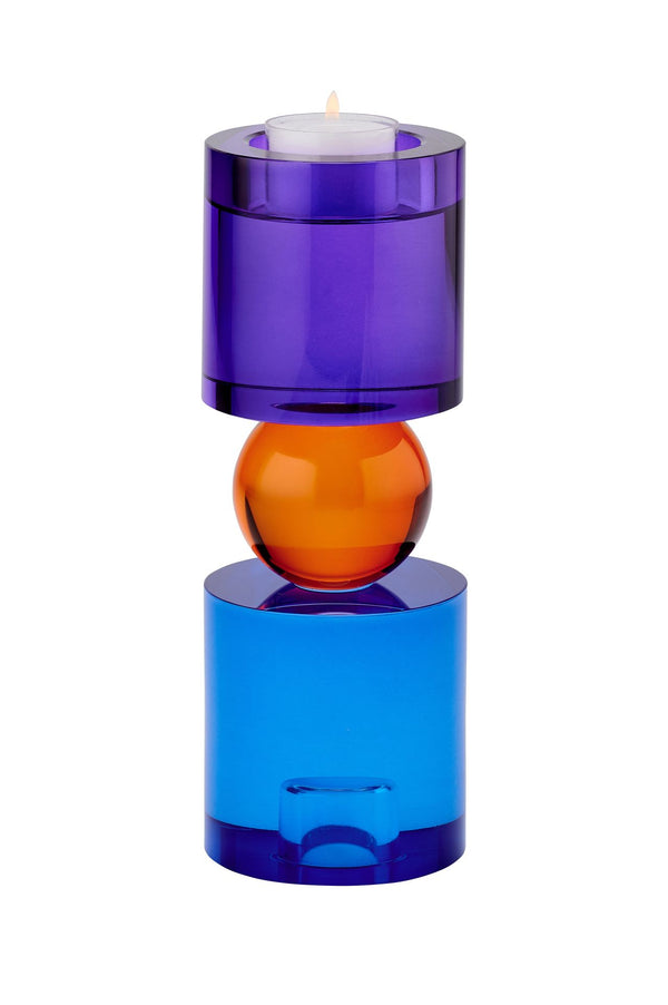Bougeoir en cristal XL violet, bleu, orange