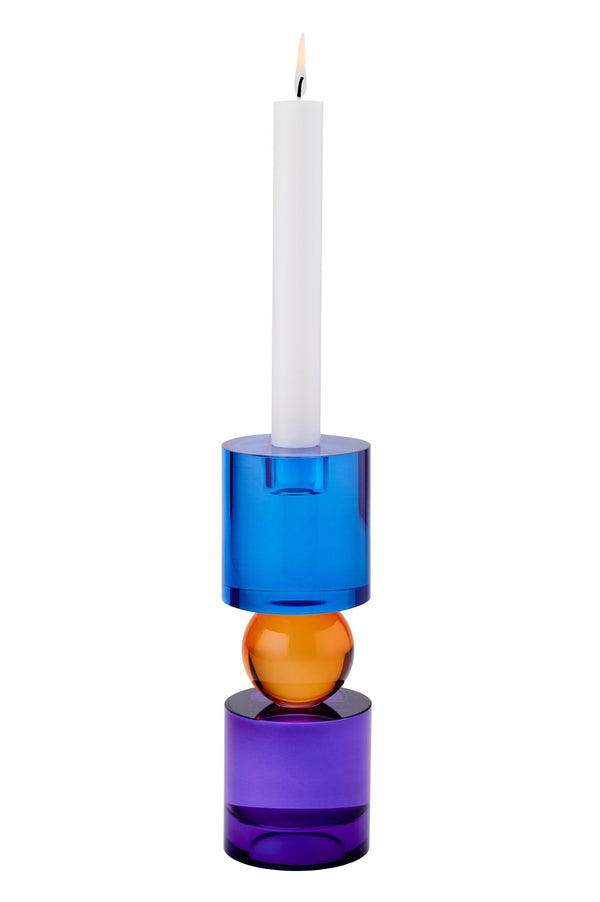 Bougeoir en cristal XL violet, bleu, orange