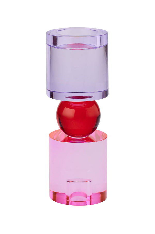 Bougeoir en cristal XL mauve, rose, rouge