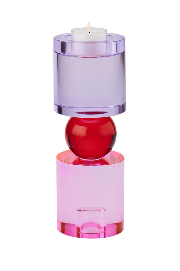 Bougeoir en cristal XL mauve, rose, rouge