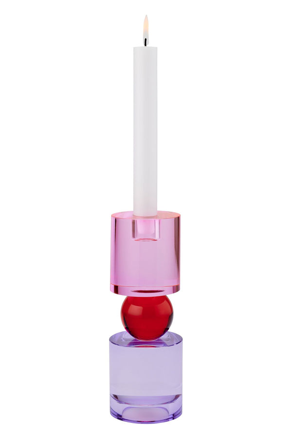 Bougeoir en cristal XL mauve, rose, rouge