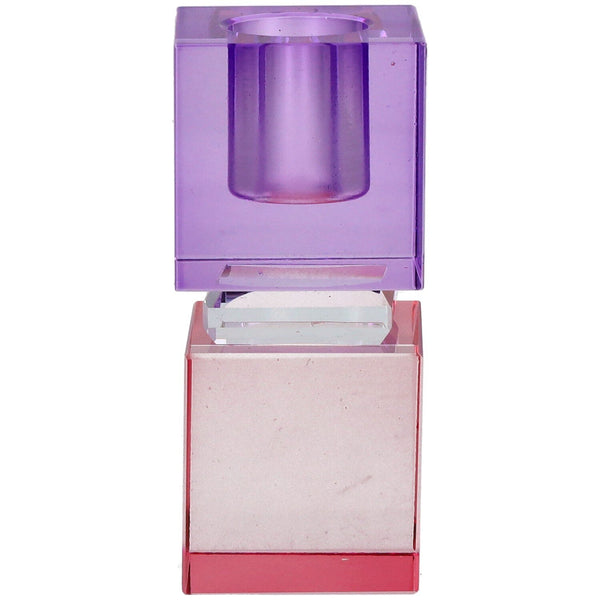 Bougeoir en cristal mauve & rose