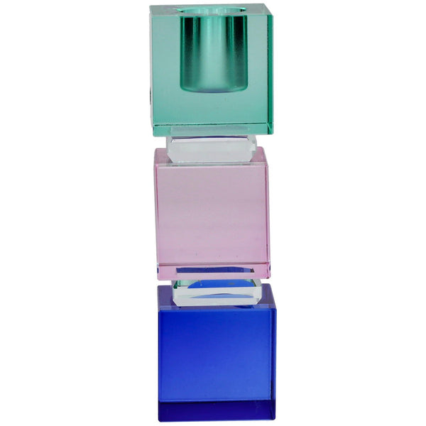 Bougeoir en cristal vert & bleu