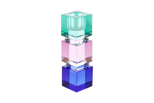 Bougeoir en cristal vert & bleu