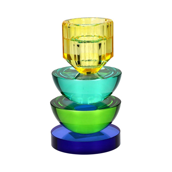 Bougeoir en cristal Jaune, vert, bleu