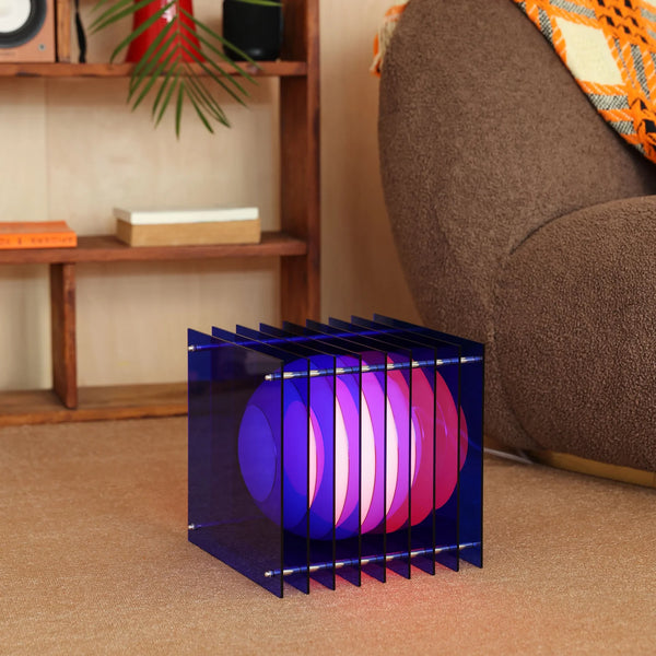 Lampe LOP grand carré acrylique bleue