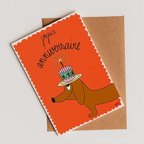 Carte Teckel d'anniversaire
