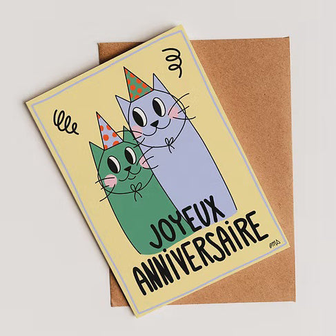 Carte 2 Chats d'anniversaire