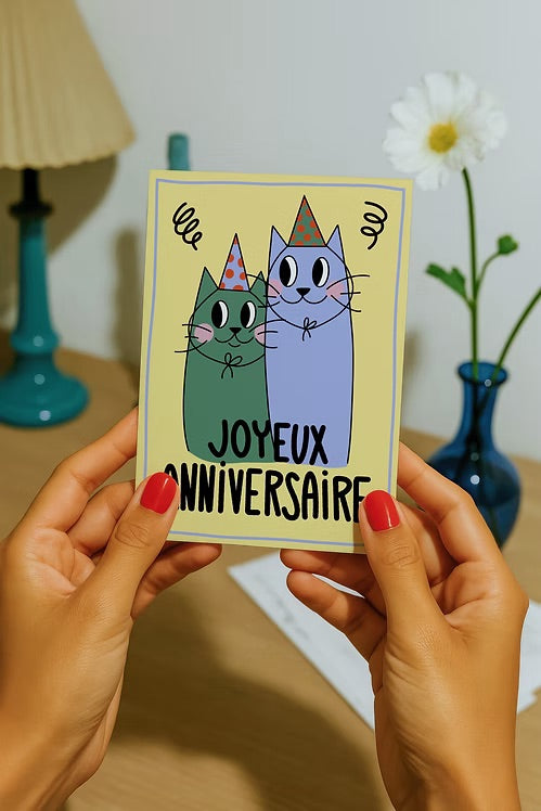 Carte 2 Chats d'anniversaire