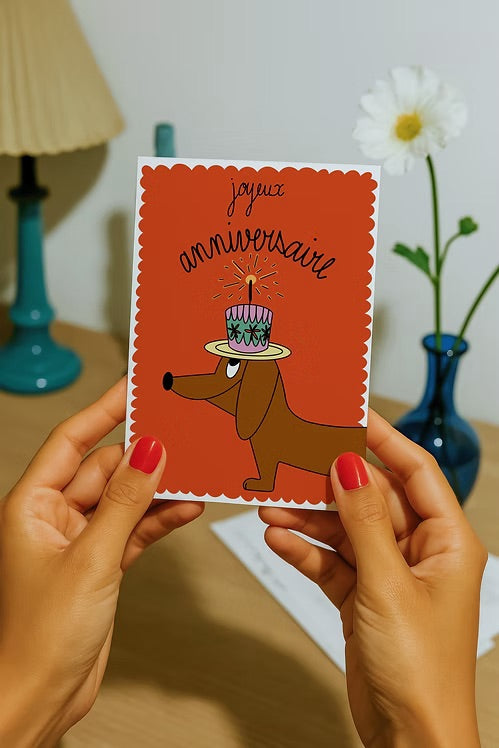 Carte Teckel d'anniversaire