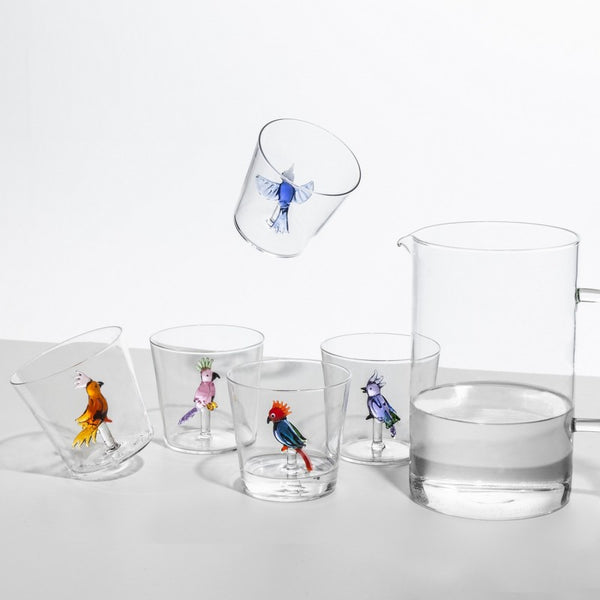 Verre Cacatoès Rouge & Bleu